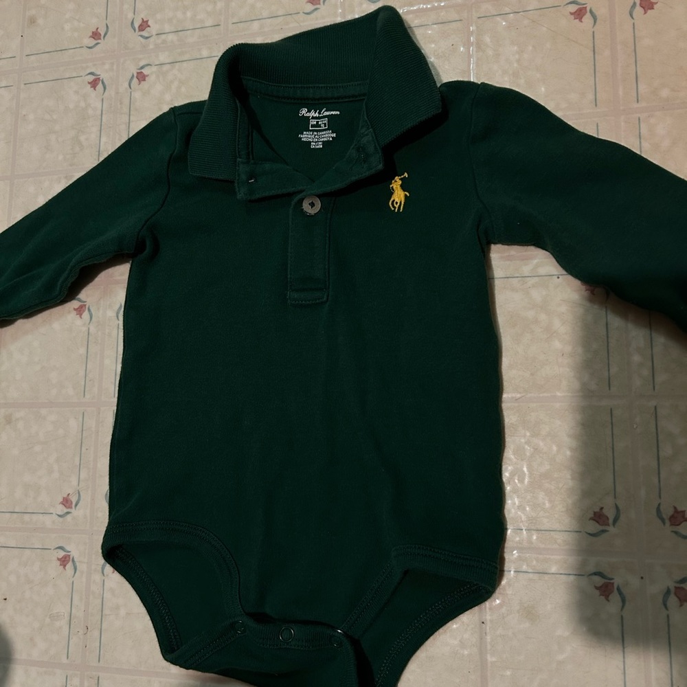 Ralph Lauren Dark Green Baby Polo Bodysuit